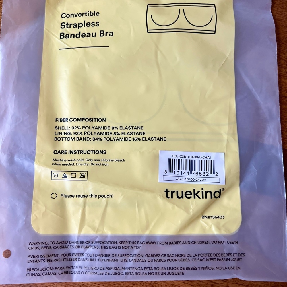 Truekind Convertible Strapless Bandeau Bra - Cream